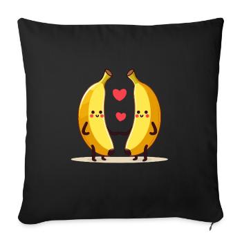 Bananas in love - couple holding hands with heart - Sofa pillowcase 17,3'' x 17,3'' (45 x 45 cm) - black - Front