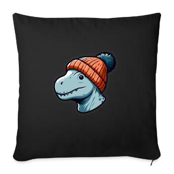 Baby T Rex Dino Dinosaur Beanie Hat Head - Sofa pillowcase 17,3'' x 17,3'' (45 x 45 cm) - black - Front