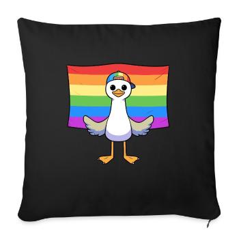 LGBTQIA+ Pride Seagull Cap Rainbow Flag - Sofa pillowcase 17,3'' x 17,3'' (45 x 45 cm) - black - Front