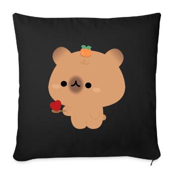 Capybara Feeding Love - Sofa pillowcase 17,3'' x 17,3'' (45 x 45 cm) - black - Front