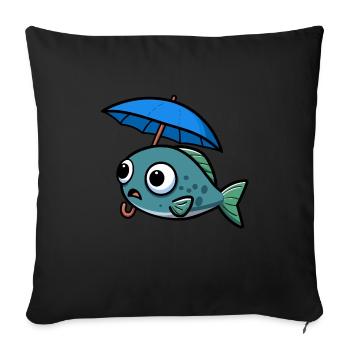 Eau Lac Mer Poisson Parapluie Pluie - Housse de coussin décorative 45 x 45 cm - noir - Devant