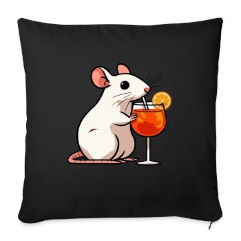 Rat Blanc Apéritif Aperoli Spritz Campari Boisson - Housse de coussin décorative 45 x 45 cm - noir - Devant