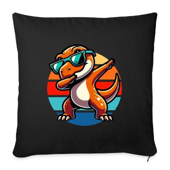 Dabbing T-Rex Vintage Sunset - Housse de coussin décorative 45 x 45 cm - noir - Devant