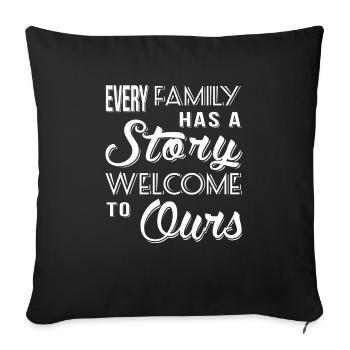 Family Story - Sofa pillowcase 17,3'' x 17,3'' (45 x 45 cm) - black - Front