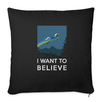 Je veux croire - les rêves fantastiques avec le vol - Housse de coussin décorative 45 x 45 cm - noir - Devant