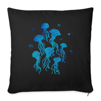 Swirly Jellyfish - Sofakissenbezug 45 x 45 cm - Schwarz - Vorne