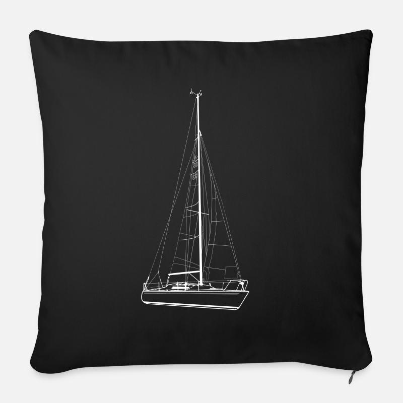 Bateau, voile, bateau - Housse de coussin décorative 45 x 45 cm - noir