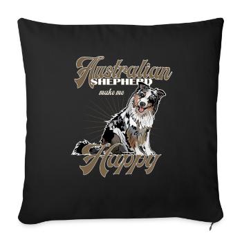 Berger australien me rend heureux - Housse de coussin décorative 45 x 45 cm - noir - Devant