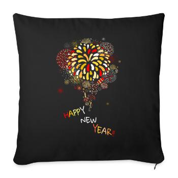 bonne année - Housse de coussin décorative 45 x 45 cm - noir - Devant