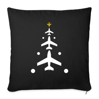 Christmas tree made of planes for the pilot of the plane - Sofa pillowcase 17,3'' x 17,3'' (45 x 45 cm) - black - Front