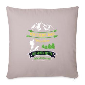 Ich liebe Wandern mit Hund Wanderer Schäferhund - Sofakissenbezug 45 x 45 cm - helles Taupe - Vorne