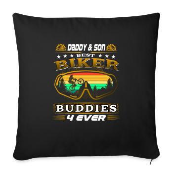 Mountain biker birthday father and son MTB bikers - Sofa pillowcase 17,3'' x 17,3'' (45 x 45 cm) - black - Front