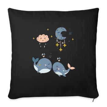 Sleepy Whales - Sofakissenbezug 45 x 45 cm - Schwarz - Vorne