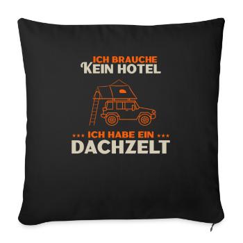 Tente de camping aventure vacances - Housse de coussin décorative 45 x 45 cm - noir - Devant