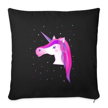 Licorne Licorne avec Étoiles Licorne Chemise Chevaux - Housse de coussin décorative 45 x 45 cm - noir - Devant
