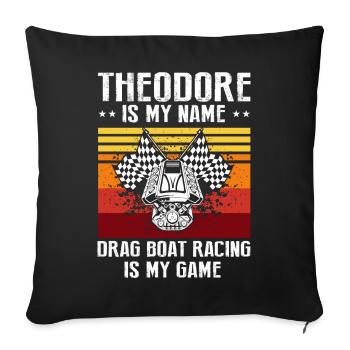 Conception de course de hors-bord pour les plaisanciers de course - Housse de coussin décorative 45 x 45 cm - noir - Devant
