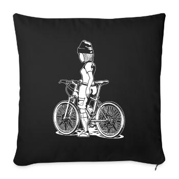 MTB freedom: Comic design with an adrenaline kick! - Sofa pillowcase 17,3'' x 17,3'' (45 x 45 cm) - black - Front