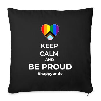 Bleib ruhig und sei stolz LGBTQ+ Herzflagge - Sofakissenbezug 45 x 45 cm - Schwarz - Vorne