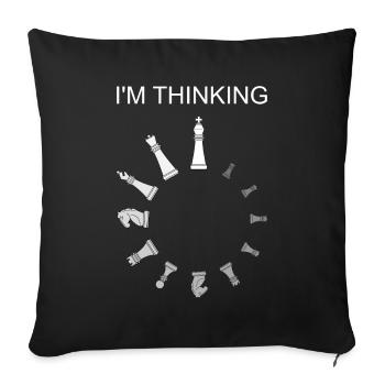 Je pense, pièces d’échecs - Housse de coussin décorative 45 x 45 cm - noir - Devant
