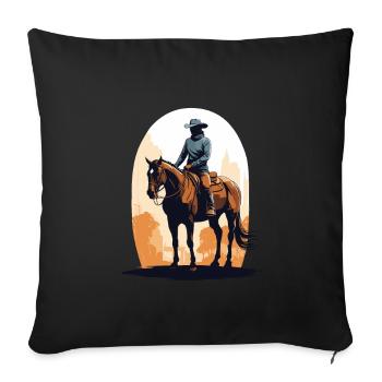 Western Aesthetic Horse Rider Streetwear - Sofa pillowcase 17,3'' x 17,3'' (45 x 45 cm) - black - Front