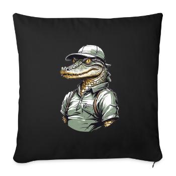 Crocodile Golfer Aesthetic Golfer Streetwear - Sofa pillowcase 17,3'' x 17,3'' (45 x 45 cm) - black - Front