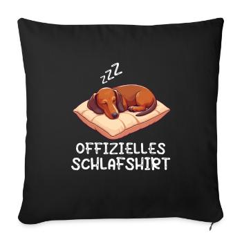 Offizielles Schlafshirt Dackel Dachshund Teckel - Sofakissenbezug 45 x 45 cm - Schwarz - Vorne