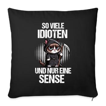 So Viele Idioten Katze Katzen Katzenliebhaber - Sofakissenbezug 45 x 45 cm - Schwarz - Vorne