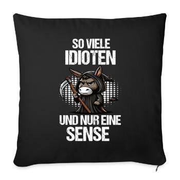 So Viele Idioten Esel Eselchen Eselhalter Muli - Sofakissenbezug 45 x 45 cm - Schwarz - Vorne