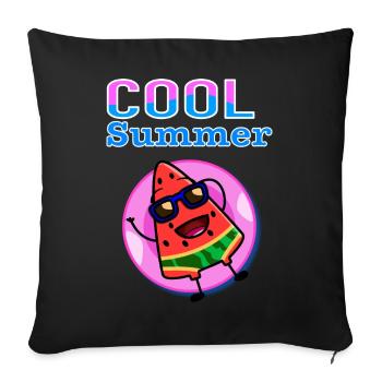 Cool Summer Watermelon – Cute Kawaii Summer Vibes - Sofa pillowcase 17,3'' x 17,3'' (45 x 45 cm) - black - Front