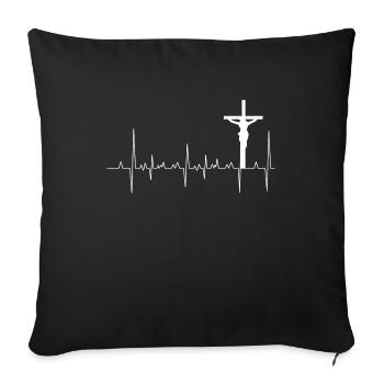 Conception chrétienne - Jesus Heartbeat Cross Pâques - Housse de coussin décorative 45 x 45 cm - noir - Devant