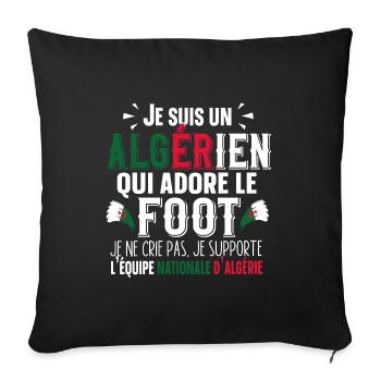 Algérien Algérie Football Foot Cadeau Humour Sport - Housse de coussin décorative 45 x 45 cm - noir - Devant