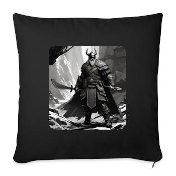 Fier guerrier viking germanique - Housse de coussin décorative 45 x 45 cm - noir - Devant