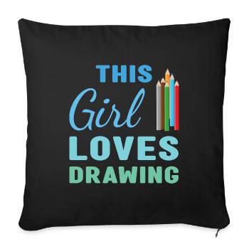 Tiroir Cette fille aime dessiner - Housse de coussin décorative 45 x 45 cm - noir - Devant