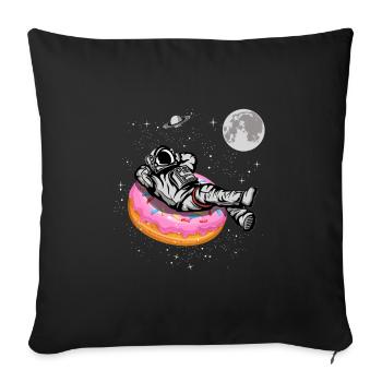 Spaceman On A Donut - Sofa pillowcase 17,3'' x 17,3'' (45 x 45 cm) - black - Front