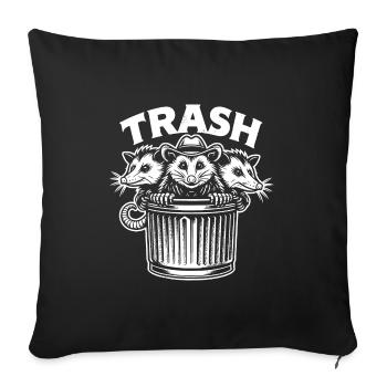 Trash gang three possums look out of the garbage can - Sofa pillowcase 17,3'' x 17,3'' (45 x 45 cm) - black - Front