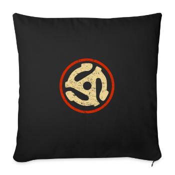 Vinyl 7 Inch 45 rpm Record Adapter Analog - Sofa pillowcase 17,3'' x 17,3'' (45 x 45 cm) - black - Front
