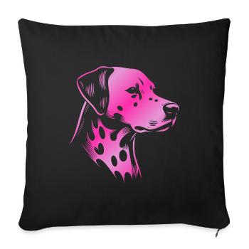 Dalmatien, tête de chien, dessin rose - Housse de coussin décorative 45 x 45 cm - noir - Devant