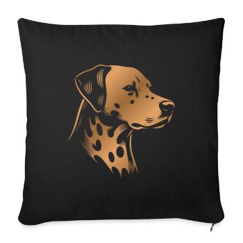 Dalmatien, Tête De Chien, Dessin Bronze - Housse de coussin décorative 45 x 45 cm - noir - Devant