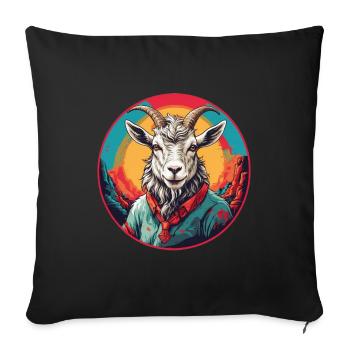 Colorful goat on the colorful color wheel - Sofa pillowcase 17,3'' x 17,3'' (45 x 45 cm) - black - Front