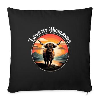 Les bovins écossais des Highlands aiment mes Highlands - Housse de coussin décorative 45 x 45 cm - noir - Devant