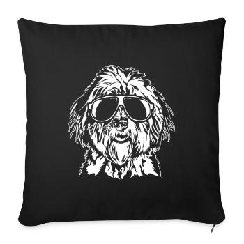 Bobtail Cool Chien Chiens Portrait Wilsigns - Housse de coussin décorative 45 x 45 cm - noir - Devant