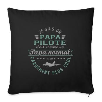 PAPA Pilote comandant de bord cadeau pilote - Housse de coussin décorative 45 x 45 cm - noir - Devant