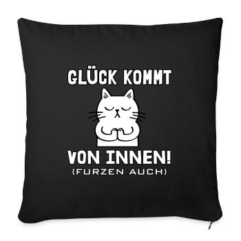 Glück kommt von innen - Sofakissenbezug 45 x 45 cm - Schwarz - Vorne