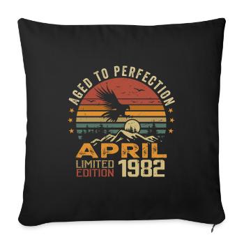 Incomparable since April 1982 Anniversary Gift - Sofa pillowcase 17,3'' x 17,3'' (45 x 45 cm) - black - Front
