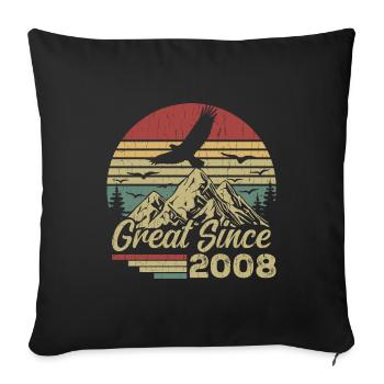 Jahrgang 2008 Retro 2008 Geburtstagsgeschenk - Sofakissenbezug 45 x 45 cm - Schwarz - Vorne