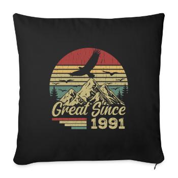 Vintage 1991 Cadeau D’anniversaire 1991 Retro 1991 - Housse de coussin décorative 45 x 45 cm - noir - Devant
