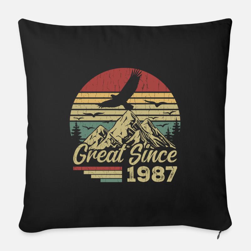 Jahrgang 1987 Retro 1987 Geburtstagsgeschenk - Sofakissenbezug 45 x 45 cm - Schwarz