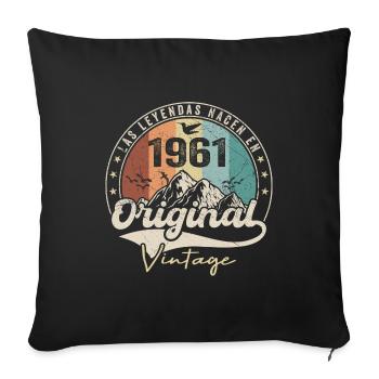 Rétro 1961 Cadeau Anniversaire 1961 Vintage 1961 - Housse de coussin décorative 45 x 45 cm - noir - Devant