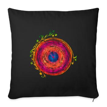 Disque musique Partition rétro Basse Vintage DJ - Housse de coussin décorative 45 x 45 cm - noir - Devant