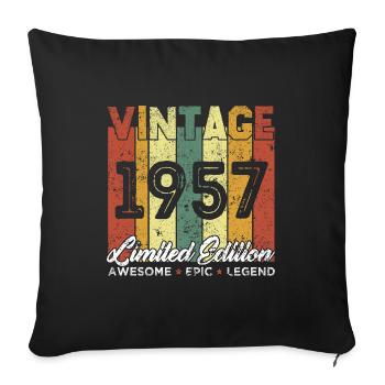 Cadeau D'anniversaire Vintage 1957 Edition limitée - Housse de coussin décorative 45 x 45 cm - noir - Devant